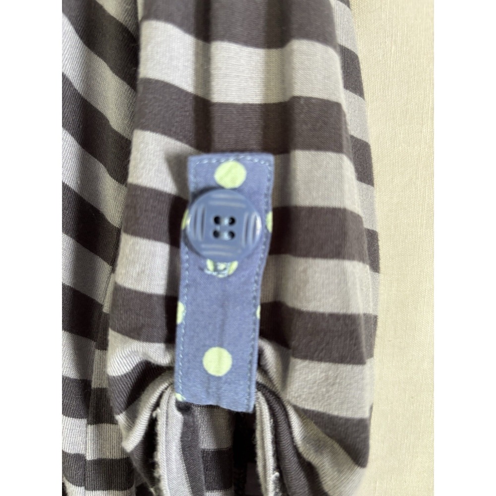Matilda Jane Women's S Blue/Gray Striped Knit Tunic Scoop Neck Roll Tab 3/4 M - Picture 3 of 5